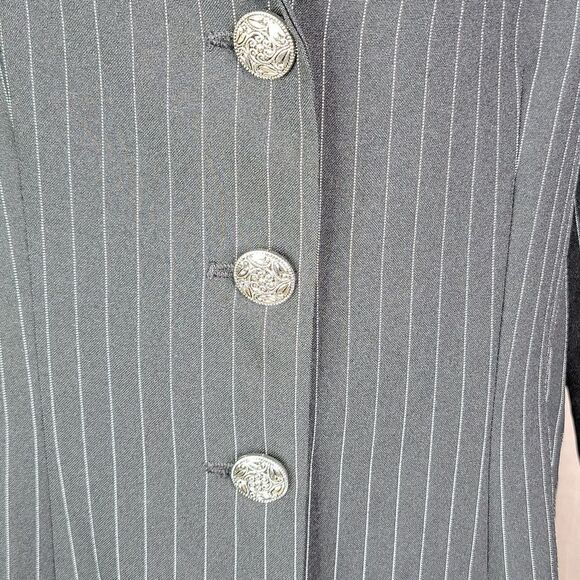 HELENE BLAKE Black and White Pinstripe Suit Jacket Size 16P - Picture 3 of 6
